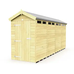 4 x 16 Feet Apex Security Shed - Single Door - Wood - L472 x W118 x H217 cm