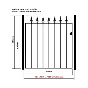 SAXA Spear Top Metal Garden Gate 914mm GAP x 950mm High SAZP05/3