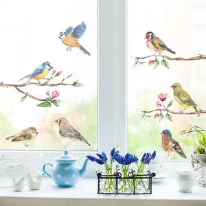 Spring Birds Window Sticker Pack Children's Bedroom Nursery Playroom Décor Self-Adhesive Reusable