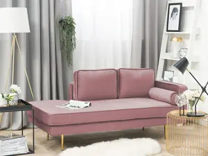 Right Hand Velvet Chaise Lounge Pink MIRAMAS