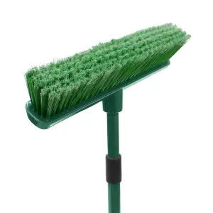 JVL Outdoor Soft Bristle Broom with Telescopic Handle, Green,