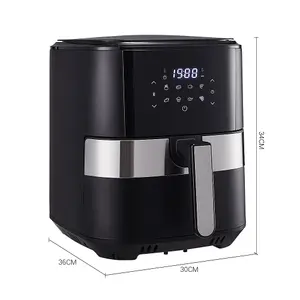 8L Touch Control Kitchen Air Fryer with Display and Timer, Black