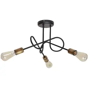 Luminosa Oxford Multi Arm Semi Flush Ceiling Light Black, Patina 50cm