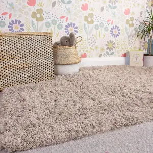 Beige Thick Soft Shaggy Runner Rug 60x240cm