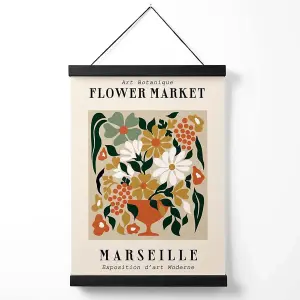 Marseille Beige and Green Flower Market Exhibition Medium Poster with Black Hanger