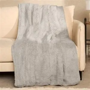 Brentfords Teddy Fleece Blanket Soft Throw Over Bed, Silver Grey - 125 X 150cm