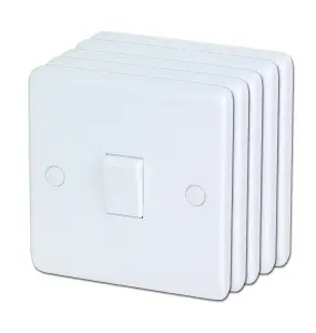 LAP White 10A 2 way 1 gang Raised slim Light Switch, Pack of 5