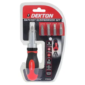 Dekton 3 way Ratchet Screwdriver Set , Storage Case and Accessories.