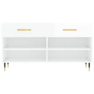 Berkfield Shoe Bench High Gloss White 102x35x55 cm Engineered Wood