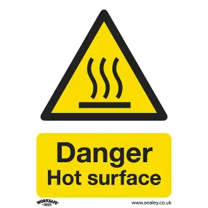 Sealey Warning Safety Sign Danger Hot Surface Rigid Plastic 75 x 100mm SS42P1