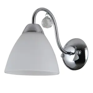 Luminosa Stylized Wall Lamp Chrome, White 1 Light  with White Shade, E27