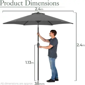 2.4m Crank and Tilt Parasol - Grey