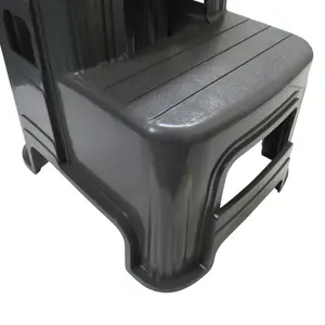 Plastic Double Step Stool Tall 150KG (Grey Lightweight Motorhome Stackable Detailing)