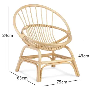 Moon Chair Indoor Rattan in Natural (H)84cm x (W)75cm x (D)63cm