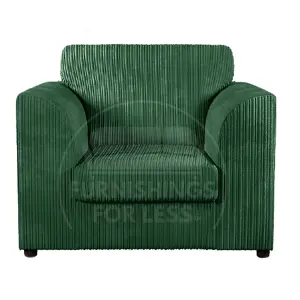 Luxor Jumbo Cord 3 + 1 + 1 Fabric 3 Piece Sofa Suite - Scatter Back Green