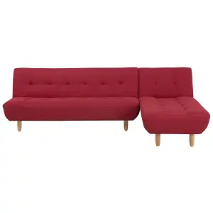 Left-Hand Corner Sofa ALSTEN Red Fabric Left Hand