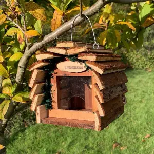 Hanging Wooden Barkwood Seed & Nut Bird Feeder Set