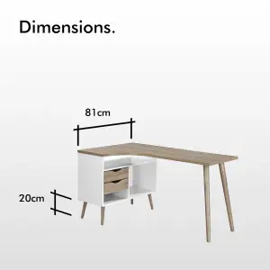 VonHaus Computer Desk, Light Oak Effect Home Office Desk, Desk for Home Working/Home Study Space, Laptop Desk For Small Spaces