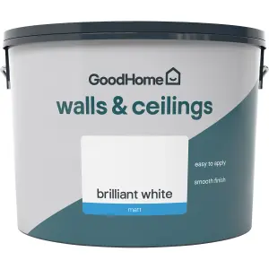 GoodHome Walls & Ceilings Brilliant white Vinyl matt Emulsion paint, 10L