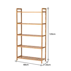 5 Tier Portable Wood  Book Shelves Organizer for Living Room Home 680mm(W)