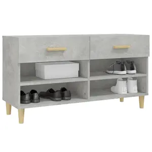 Berkfield Shoe Cabinet Concrete Grey 102x35x55 cm Engineered Wood