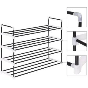 Berkfield Shoe Rack with 4 Shelves Metal and Plastic Black