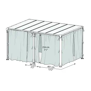 Palram 4/5K Grey Gazebo curtain, Pack of 4 (L)2170mm (W)4650mm