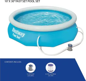 Bestway 3.05m x 0.76m Fast Set Water Paddling Swimming Pool Set with Pump