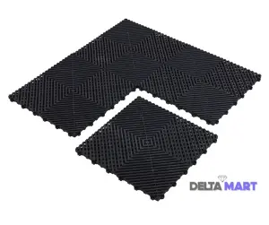 Premium  PVC Interlocking Vented Garage Mat BLACK Dimensions 40cm x 40cm x 2cm