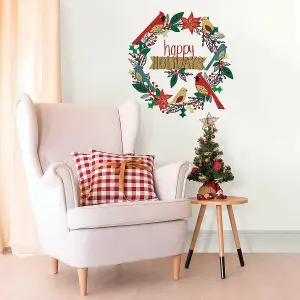 Wallpops Large Self-Adhesive Christmas Xmas Wreath Wall Art Stickers