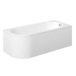 Cooke & Lewis White J-shaped Right-handed Single ended Bath & panel set (L)1700mm