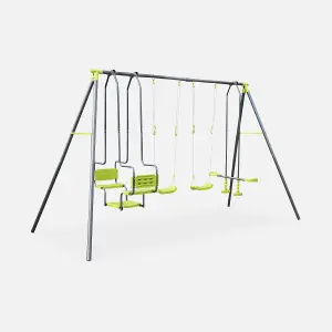 sweeek. 4-piece swing set with 2 swings tandem swing and glider swing Meltemi Green 362x166x223 cm