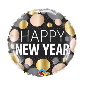 Qualatex Foil Balloon with New Year Metallic Dot Design Black (One Size)