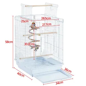 Yaheetech White Open Top Metal Bird Cage w/ Open Play Top