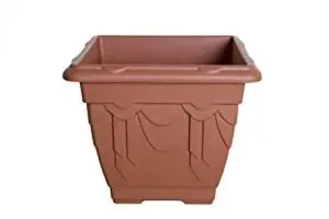 6 x 22cm Square Venetian Pot Decorative Plastic  Garden Flower Planter Terracotta