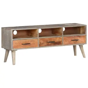 Berkfield TV Cabinet Grey 130x35x51 cm Solid Rough Mango Wood