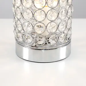 ValueLights Ducy Modern Chrome and Clear Acrylic Jewel Cylinder Touch Table Lamp