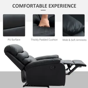 HOMCOM Manual Recliner Chair Armchair for Living Room with Footrest Black