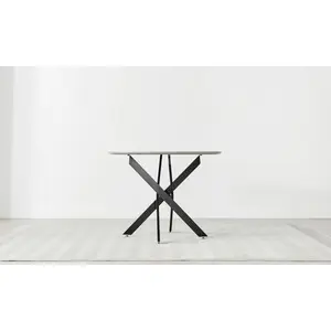 Tierra Modern Chrome Metal & Glass Round Dining Table Set with 4 Luxury Velvet Dining Chairs Black / Black / 75 x 100 x 100cm