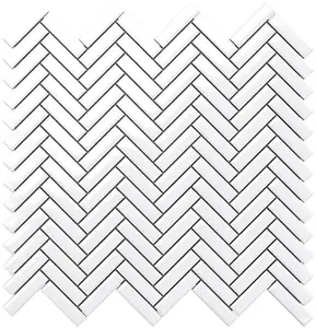 Mosaic sheet in ceramic on net 280mm x 270mm - Gloss White Chevron