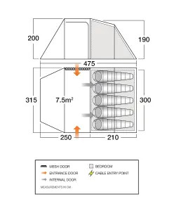 Vango Beta 550XL 5-Man, 3-Pole Tunnel Tent - Mineral Green