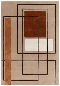 Modern Terracotta Handmade Geometric Wool Easy to Clean Rug for Bedroom & Living Room-120cm X 170cm