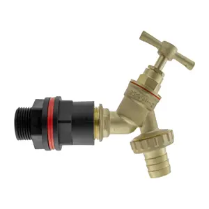 water butt/water storage tank outlet adaptor+brass bib tap +ptfe tape(requires a 21mm hole)