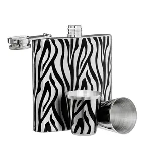 Interiors By Premier Stylish Zebra Design Hip Flask Set, Durable Hip Flask For Men, Glamorous Design Alcohal Flask For Everyone