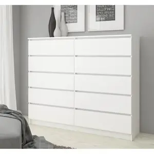 Sideboard, Chest Of Drawers 10 Drawers, Contemporary Chest Of Drawers, Modern Living Room Furniture 121 x 120 x 40 cm White