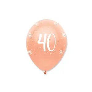 Creative Party Latex All-Over Print 40th Birthday Balloons (Pack of 6) Rose Gold (One Size)