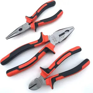 HARDEN pliers set 3 pcs cable cutter, combi, long nose, soft grip (HAR 560179)