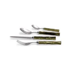 Rivadossi Sandro Bamboo 16 Piece Stainless Steel Cutlery Set , Service for 4 Olive Green