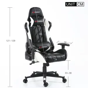 GTForce Pro GT Reclining Sports Racing Gaming Office Desk Pc Car Faux Leather Chair (White)