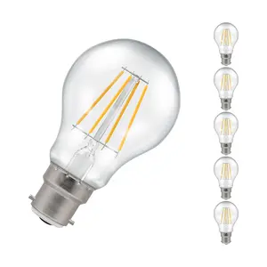 Crompton Lamps LED GLS 7W B22 Filament (5 Pack) Warm White Clear (60W Eqv)